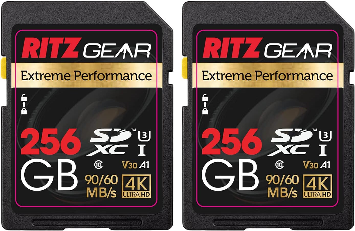 RITZ GEAR Extreme Performance HighSpeed UHS-I SDXC 128 GB 90/60 MB/S U3 A1 C10 V30 MemoryCard(2 Units) Designed for SDDevices That can Capture Full