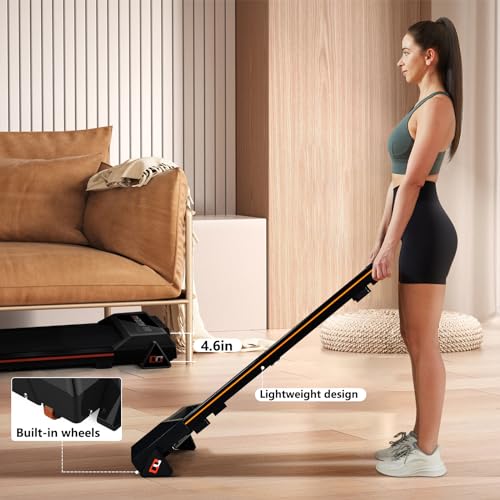 GOYOUTH 2 in 1 Under Desk Electric Treadmill Motorized Exercise Machine with Wireless Speaker, Remote Control and LED Display
