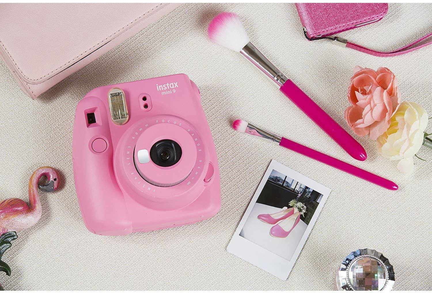 Fujifilm Instax Mini 9 Instant Film Camera - Flamingo Pink - includes Bundle with Case and Film