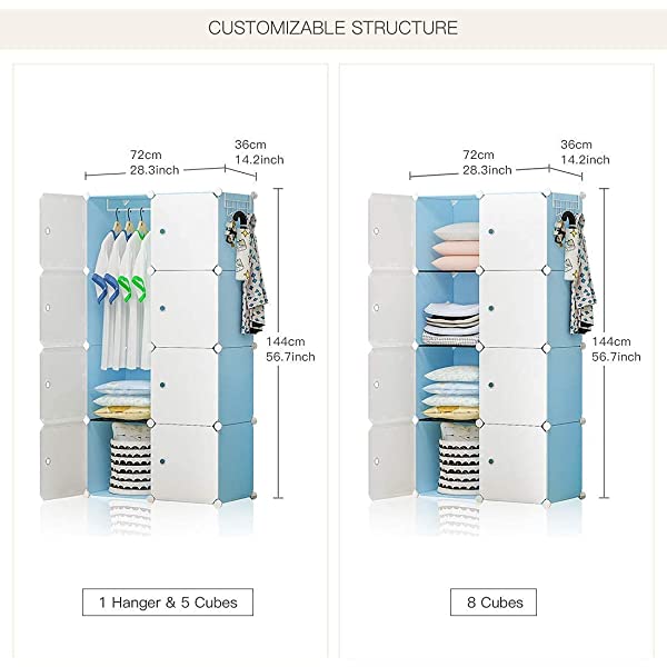YOZO Cube Storage Organzier Portable Closet Wardrobe Bedroom Dresser (71x14x71 inches) Portable Closet Cube Shelf Armoire Pantry Cabinet, 25 Cubes