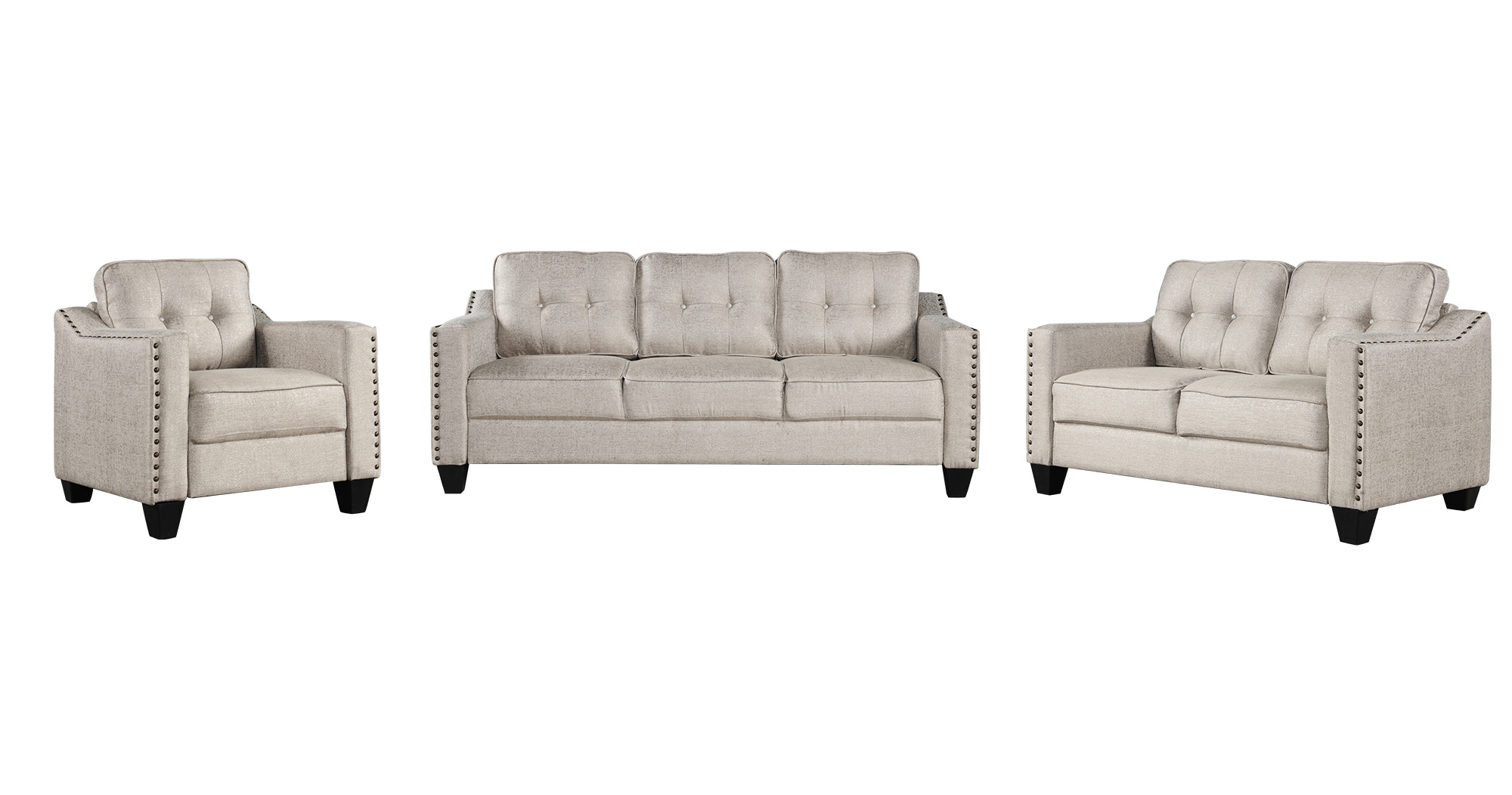 LANTRO JS 3 Piece Living Room Set with tufted cushions