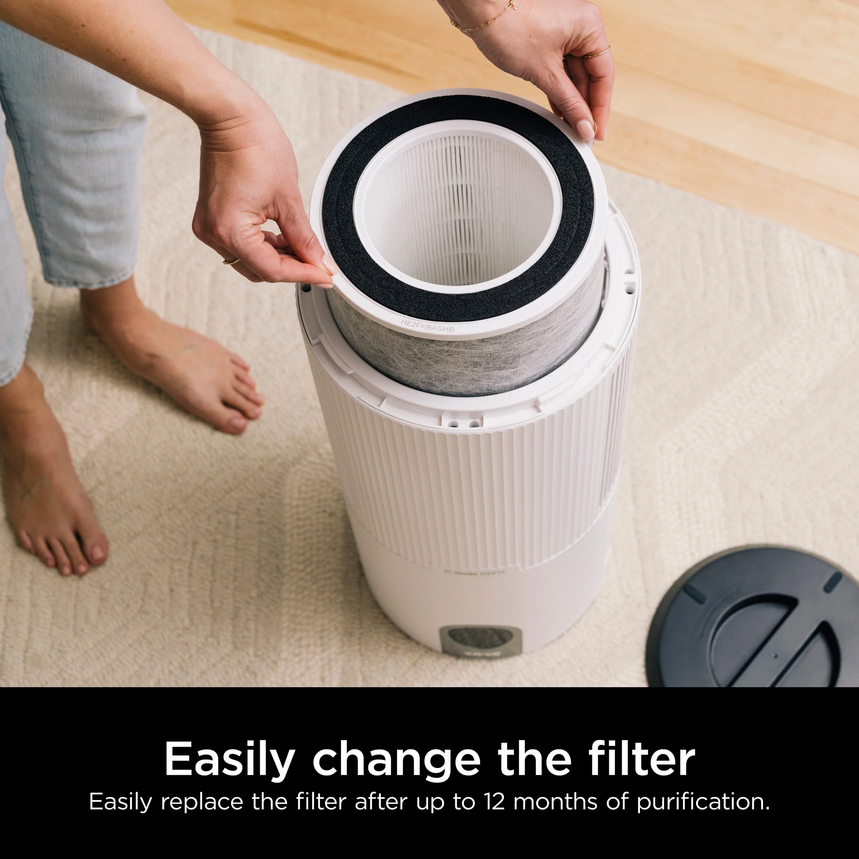 Shark Air Purifier with Nanoseal HEPA, Cleansense IQ, Odor Lock, Cleans up to 500 Sq. Ft, Charcoal Grey, HP100