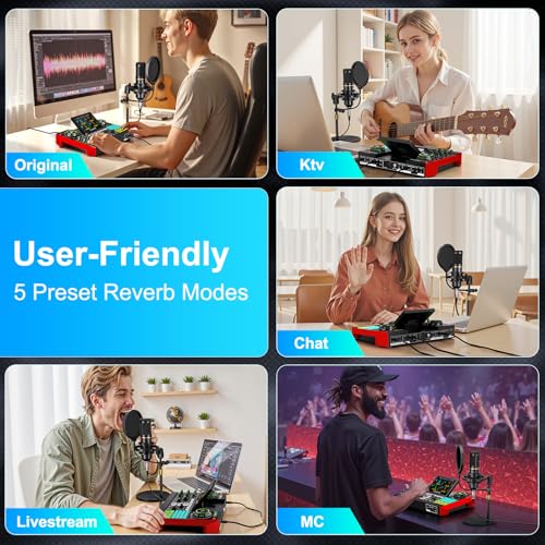 Podcast Microphone Bundle with Live Sound Card Audio Mixer