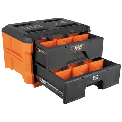 Klein Tools 54823MB MODbox 3-Drawer Toolbox, Modular Tool Storage System, Heavy-Duty Ball Bearing Slides, 24 Dividers, 50-Pound Capacity