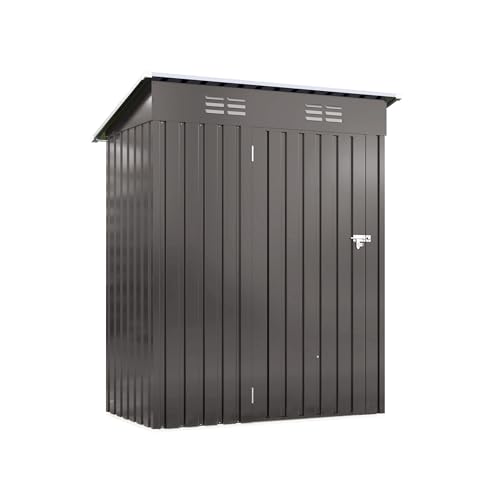 5x3x6FT Outdoor Storage Shed, Galvanized Steel Garden Shed with Lockable Door & Window, Waterproof Metal Tool Storage for Garden, Backyard, Patio