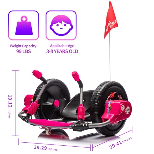 Electric Drifting Go Kart for Kids, 12V Outdoor Ride on Toys with 16-Inch Big Wheel, 360 Degree Spin, Speed of 4.66MPH, Dual Lever Steering
