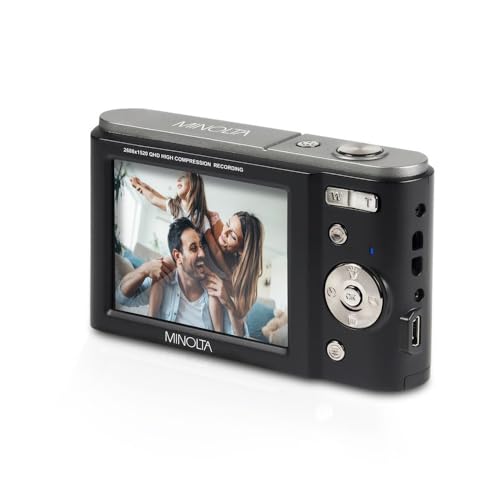 Minolta MND20 44MP Digital Camera &ndash; 2.7K Ultra HD Video, 16X Digital Zoom, Anti-Shake Stabilization, Time Lapse, Face Detection
