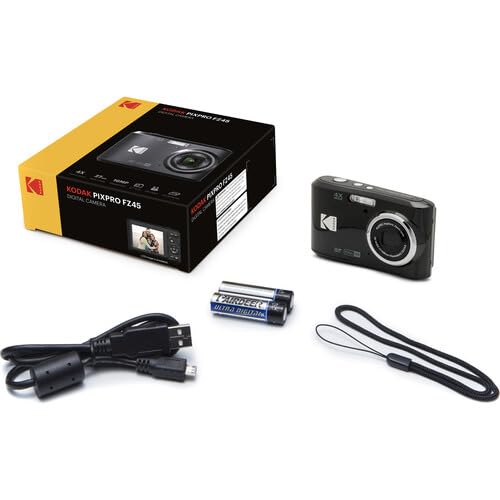 Kodak PIXPRO FZ45 Friendly Zoom 16MP Full HD Digital Camera, Bundle with 32GB Memory Card and Camera Bag, Flexible Tripod, and Card Reader (White)