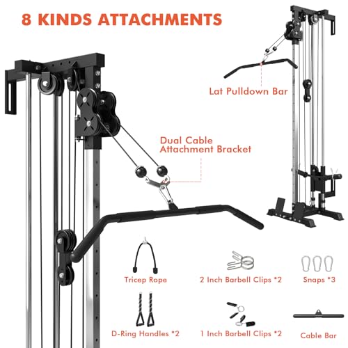Mikolo Wall Mount Cable Station, Cable Crossover Machine with Dual Pulley System and 18 Adjustable Positions for Home Gym Fitness Equipment