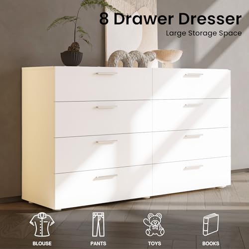 6 Drawer Dresser for Bedroom, Black Dresser Chest of Drawers, Wooden Bedroom Dresser TV Stand, Large Dresser Storage Chest with Deep Drawers