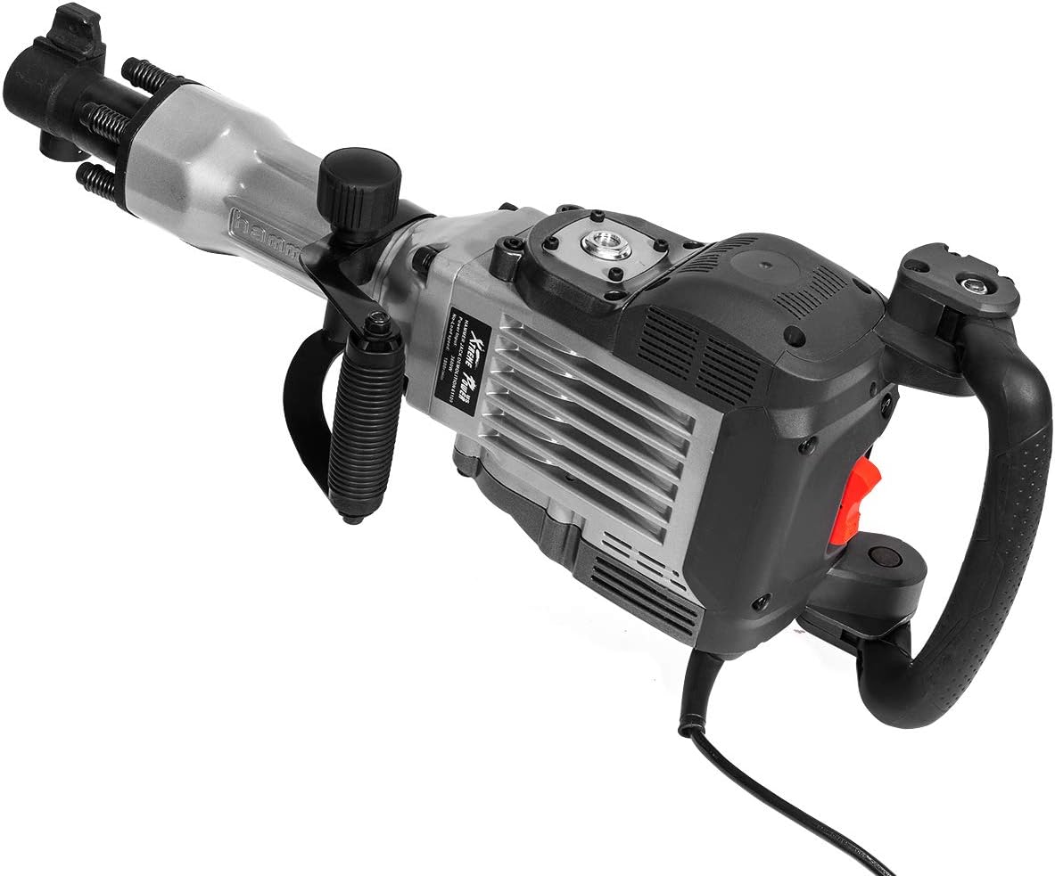XtremepowerUS 3600W Heavy Duty Electric Demolition Jack Hammer Concrete Breaker (2) Chisel & Point Chisel Bit Hand Gloves w/Case