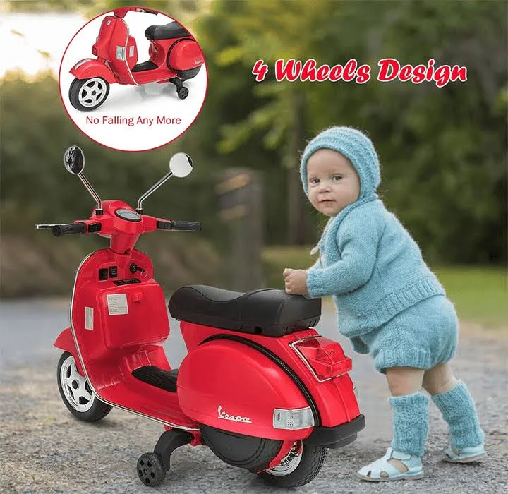 6V Kids Ride on Vespa Scooter Motorcycle with Headlight Blue