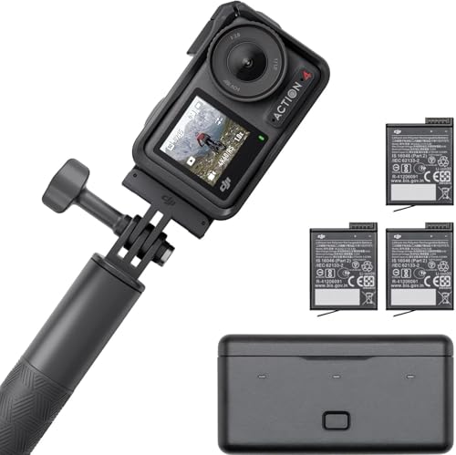 DJI Osmo Action 4 Standard Combo, 4K/120fps Waterproof Action Camera with a 1/1.3-Inch Sensor, Stunning Low-Light Imaging