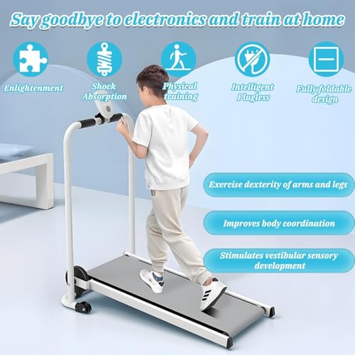 Foldable Kids Treadmill - Self-Propelled Indoor Exercise Equipment for Ages 3-15