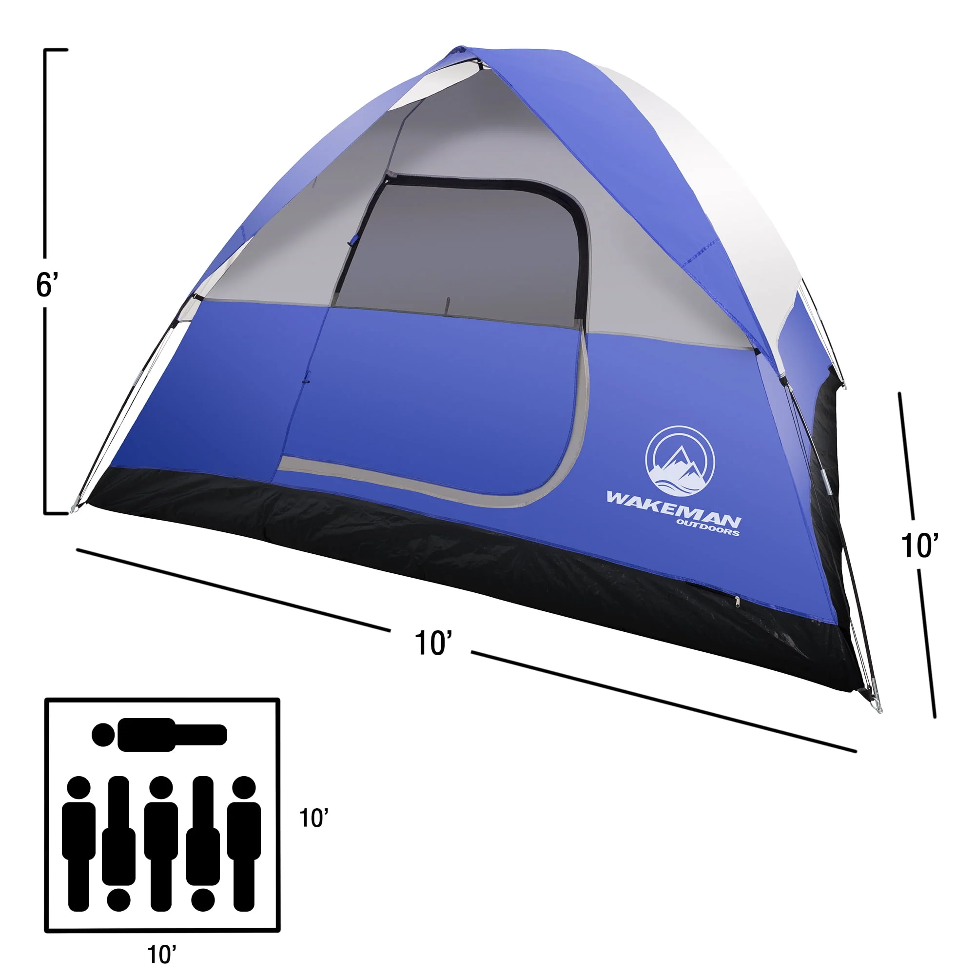 4-Person Tent, Water Resistant Dome Tent for Camping With Removable Rain Fly And Carry Bag, Rebel Bay 4 Person Tent By Wakeman Outdoors