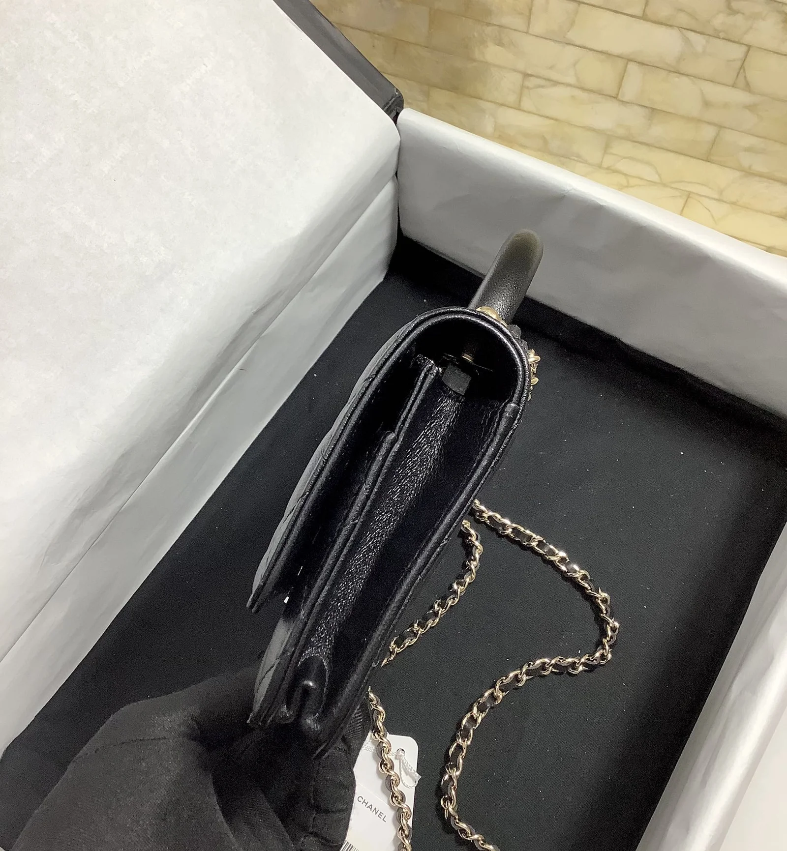 Chanel Hand-Held Oblique Cross Bag Black For Women, Women&rsquo;s Bags 6.7in/19cm
