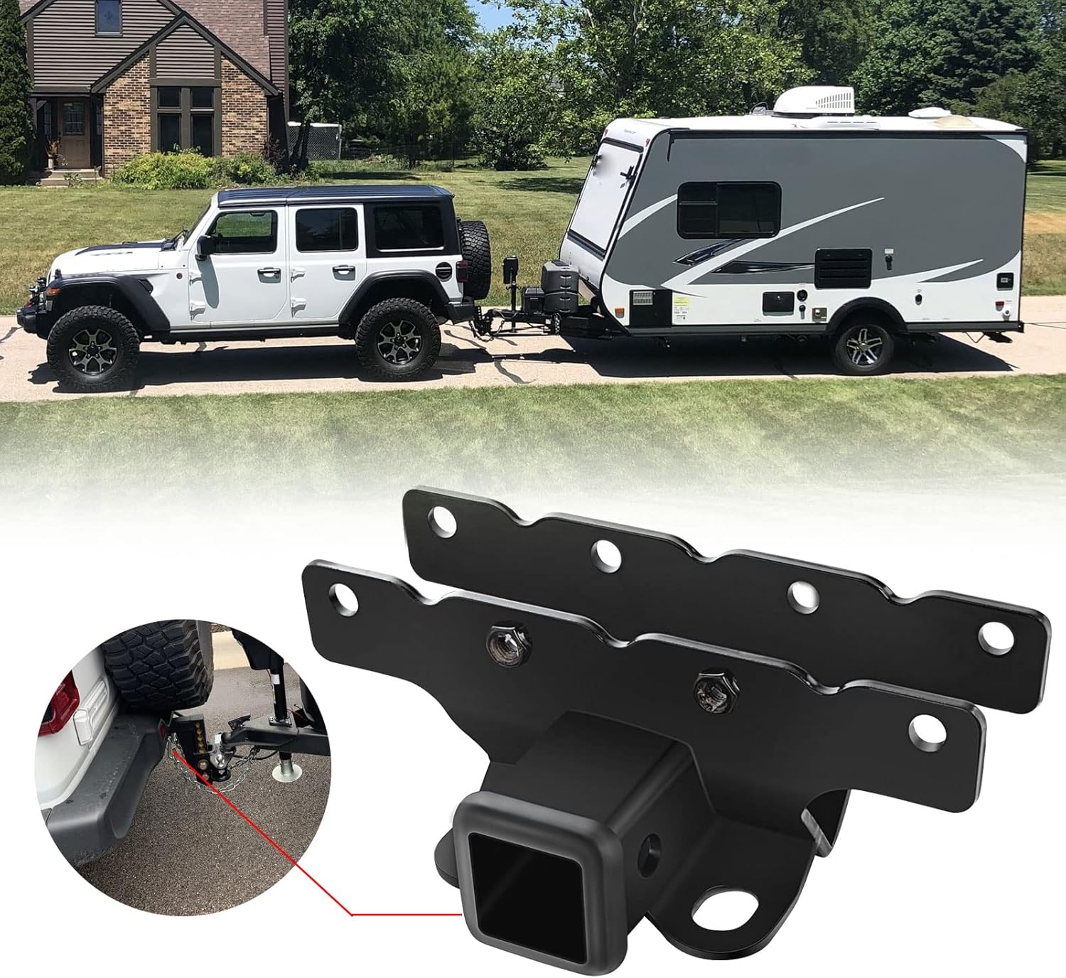 2 Inch Rear Bumper Towing Hitch Receiver Kit Compatible with 2018-2022 Jeep Wrangler JL/JLU 2 Door & 4 Door Receiver Hitches Pack of 2