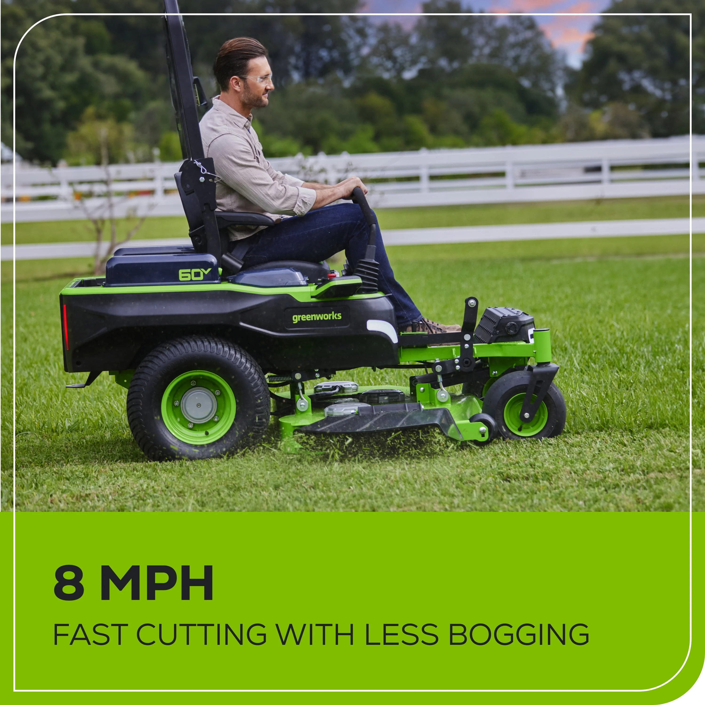 Greenworks 60V 54 MaximusZ Zero Turn Riding Mower with (2) 20.0 Ah, (2) 8.0 Ah & (2) 4.0 Ah Batteries and 1.5kW Charger 7422302