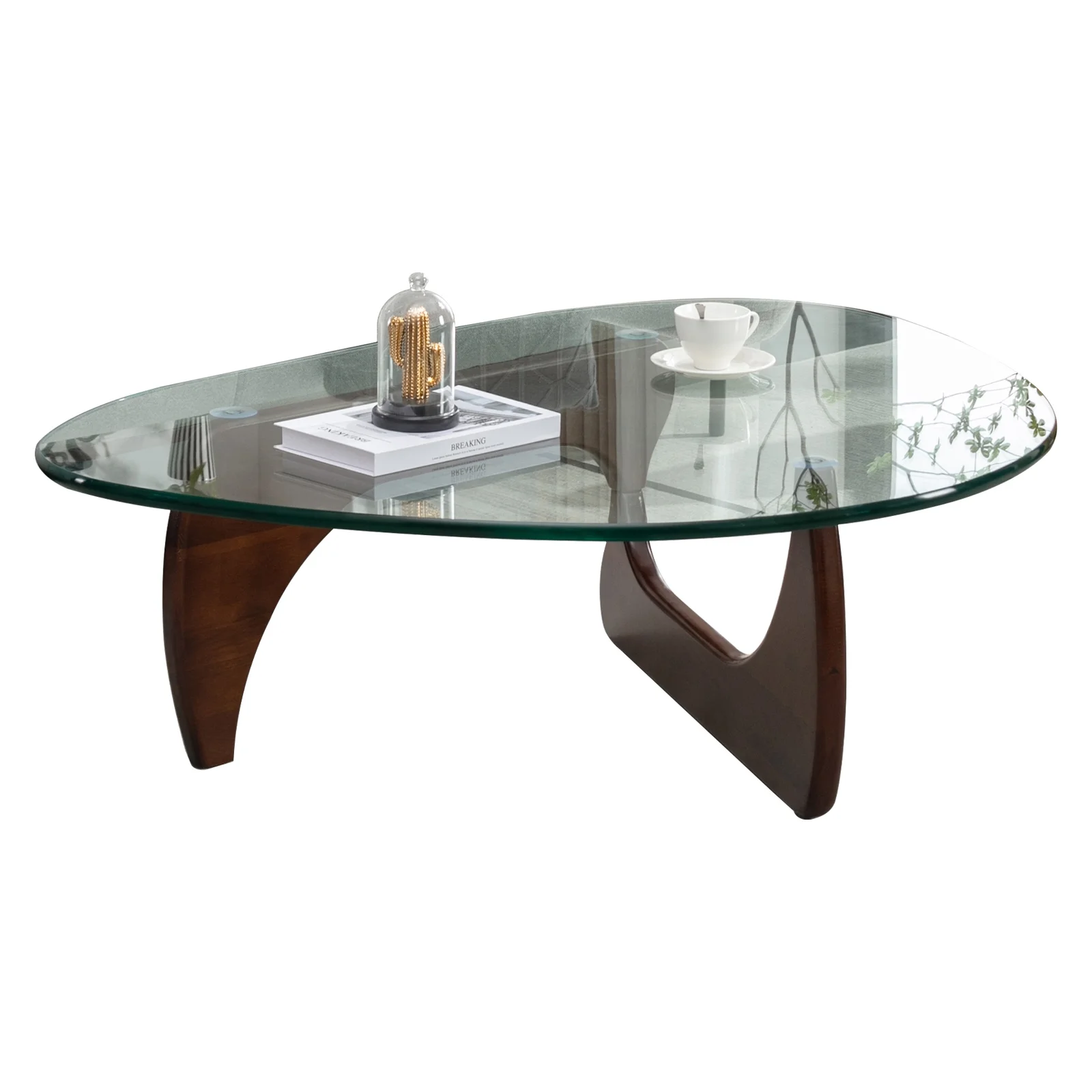 Mjkone Noguchi Triangle Glass Coffee Table