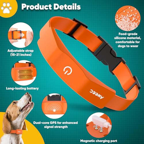 GPS Electric Dog Fence with Free App, Wireless Fence System with Training Collar, Portable Fence for Outdoor Use