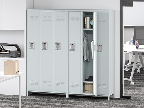 72" Metal Locker for Employees 3 Doors Blue Steel Storage Locker for Office, School, Gym - Metal Storage Cabinets for Home, Office, Gym, School