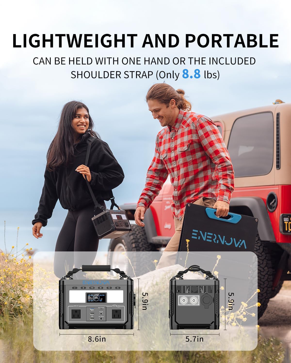 Portable Power Station ETA, 600W/288Wh LiFePO4 Battery Backup, 50-Min Fast Charge, 2 * 600W AC Outlets, Outdoor Solar Generator(Solar Panel Optional)