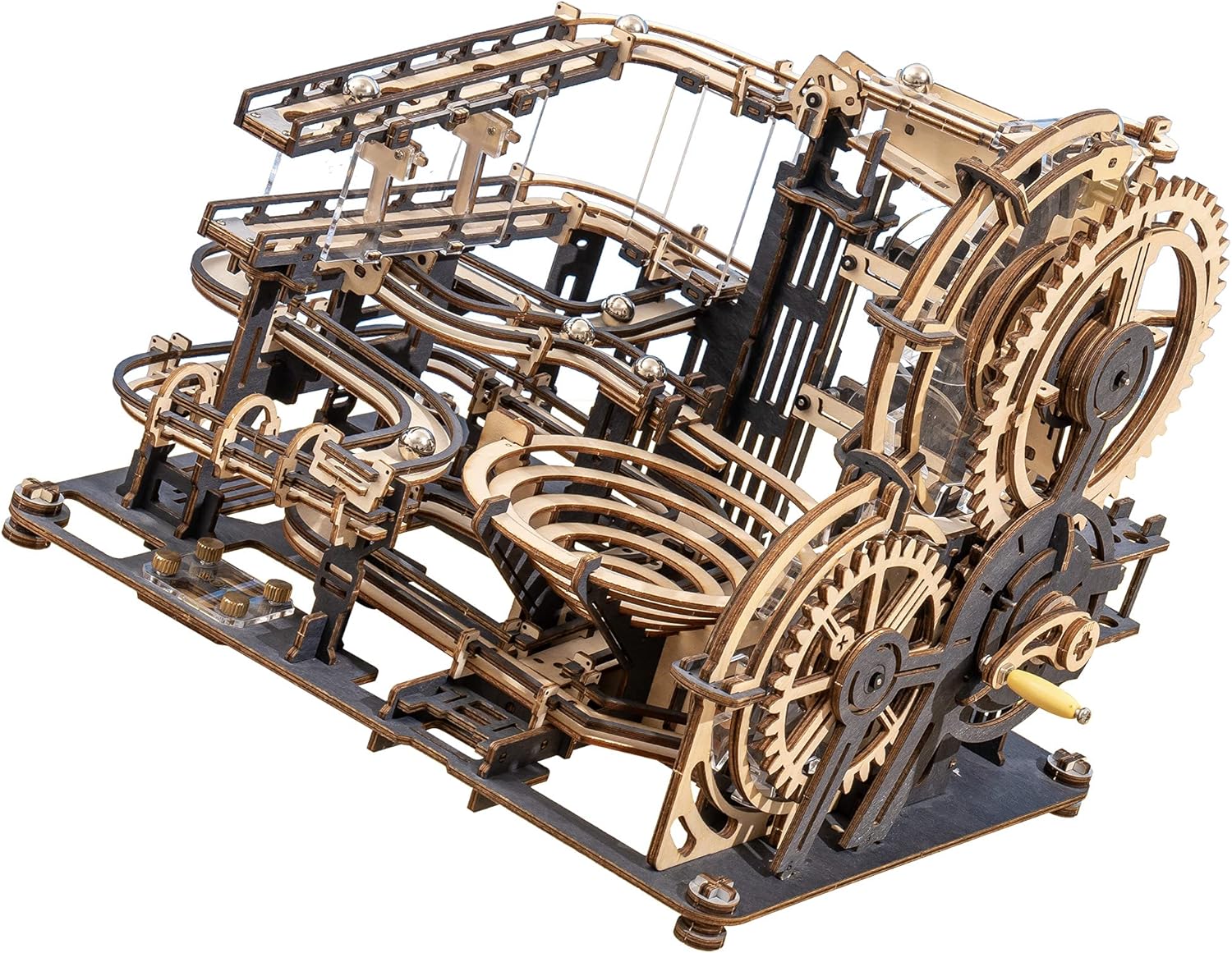 ROKR 3D Wooden Puzzles Marble Run Chain Model Mechanical Building Kit for Adults to Build Unique Gift for Friends and Family (Night City)