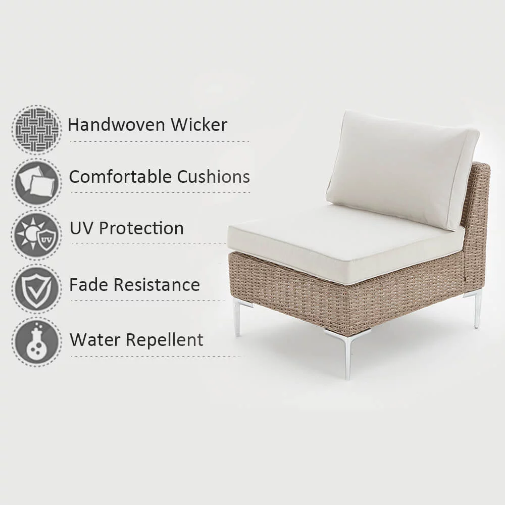 Homrest 7 Piece Patio Furniture Set Outdoor Sectional Sofa Conversation Set Half-Round Rattan Wicker Outdoor Furniture Set with Soft Cushion for