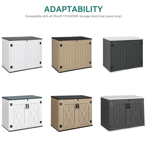 YITAHOME Outdoor Horizontal Storage Sheds w/o Shelf, Weather Resistant Resin Tool Shed, Multi-Opening Door for Storage of Bike, Trash Cans