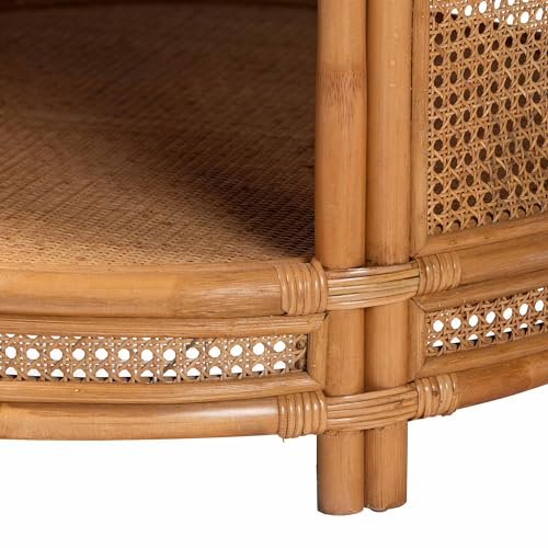 bali & pari Louis Rattan Coffee Table, 2-Tier, Light Honey