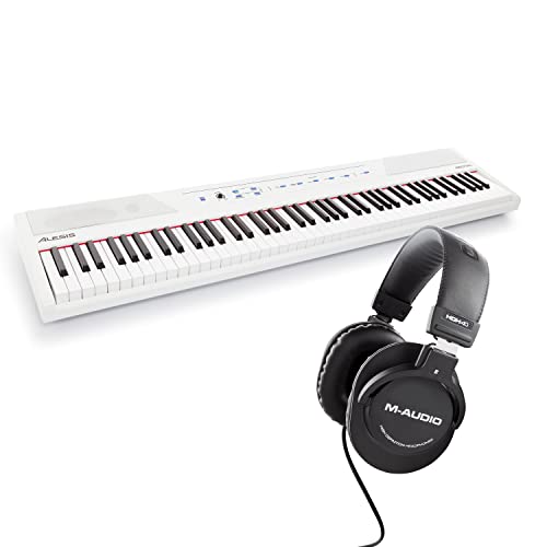 Alesis Recital – 88 Key Digital Piano Keyboard with Semi Weighted Keys, 2x20W Speakers, 5 Voices, Split, Layer and Lesson Mode, FX and Piano Lessons
