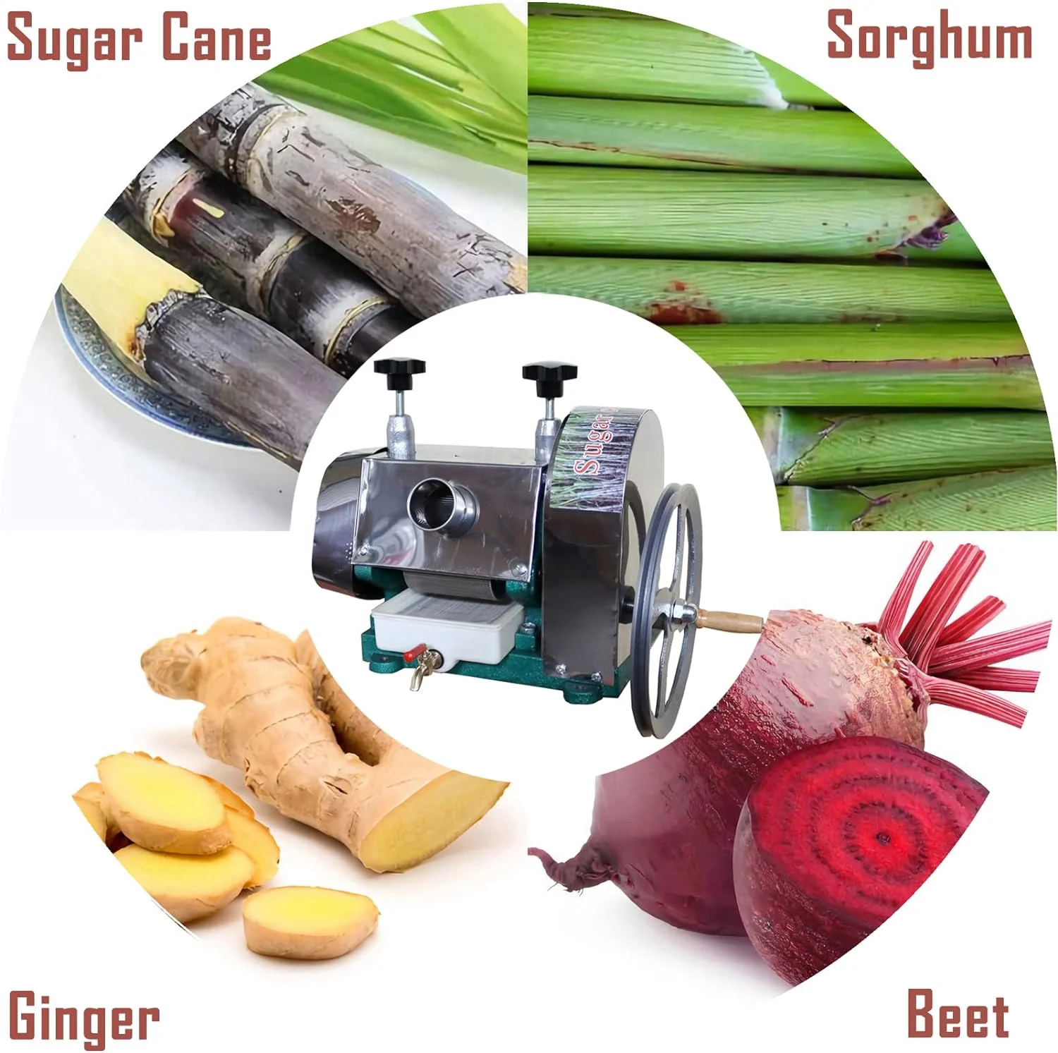 Sugar Cane Press Juicer Machine Manual Sugarcane Juice Extractor With Stainless Steel Shell And 2 Knives