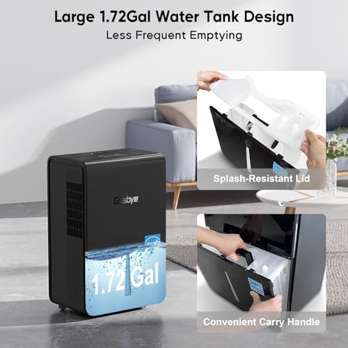 Gasbye Energy Star Dehumidifier for Basement with Drain Hose, Max 115 Pints/Day Dehumidifier for Large Room, Powerful Humidity Control, Easy Drainage