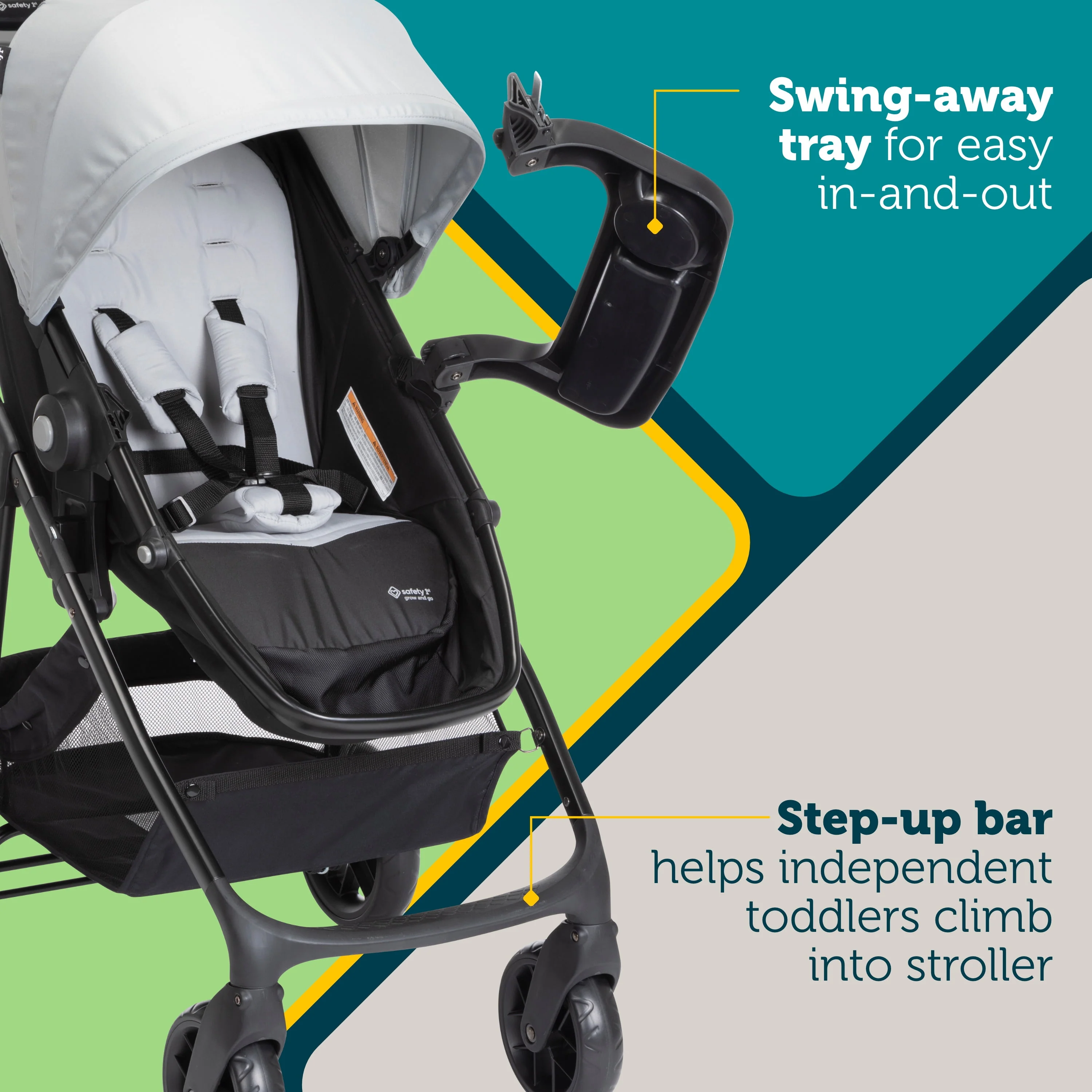 Safety 1st Grow and Go Sprint Modular Travel System Stroller with Rear-Facing Infant Car Seat, Whisper Grey
