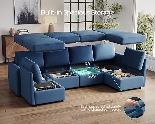 LINSY HOME Modular Sectional Sofa, Convertible U Shaped Sofa Couch with Storage, Memory Foam, Modular Sectionals with Ottomans
