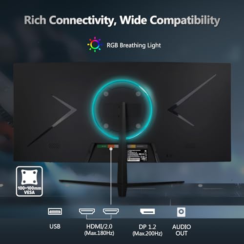 Z-Edge Curved Gaming Monitor, 200Hz Refresh Rate, 21:9 2560x1080 Ultra Wide, Curved Monitor, R1500 Curvature, MPRT 1m - Smart Home Appliances