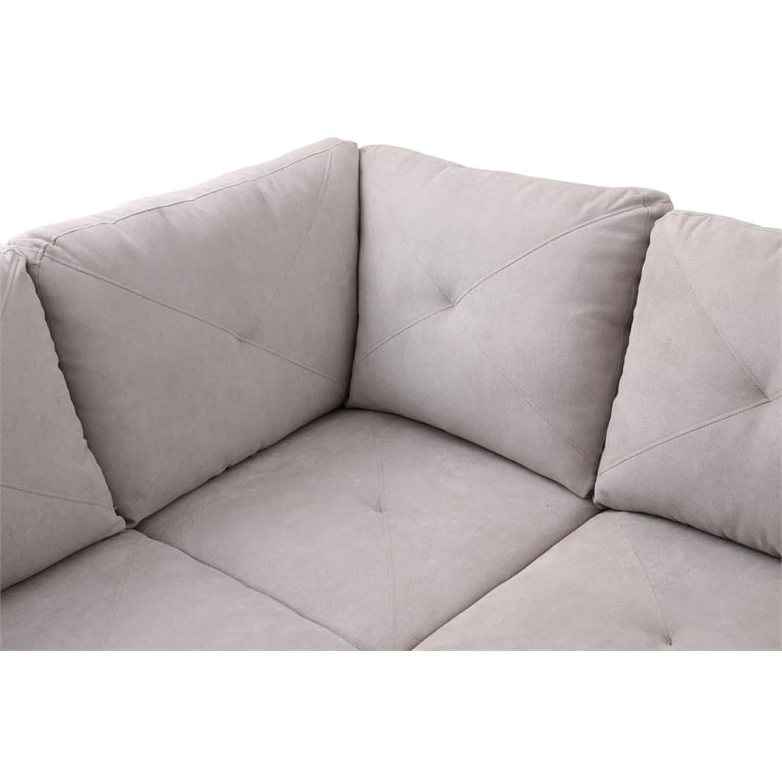 Pemberly Row L Shaped Gray Couch w/ Storage Ottoman(Pillows Included) Microfiber
