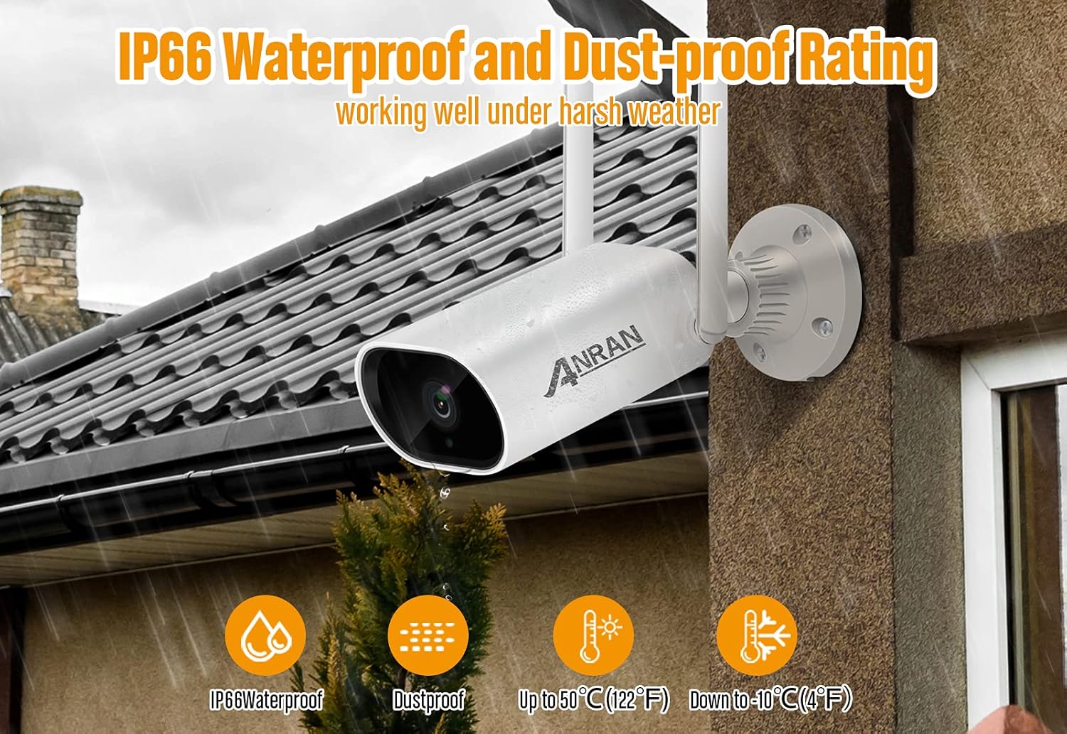 Wireless Security Camera System,ANRAN 8 Channel 2K NVR 4Pcs 3MP Home WiFi Security Camera Outdoor with1TB Hard Driver,Night Vision, IP66 Waterproof