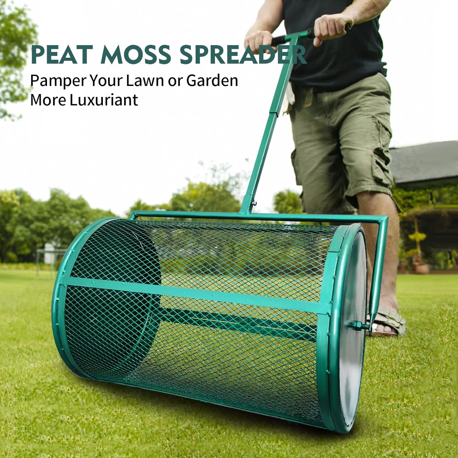 ZANGEROI Compost Spreader for Lawn Peat Moss Spreader for Lawn Manure Spreader Lawn Spreader Garden Spreader Yard Spreader with Metal Mesh Basket