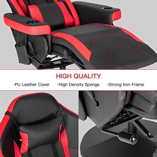Modern-Depo Gaming Recliner Chair with Speakers, Massage, High Back, Cupholder, Headrest, Lumbar Support