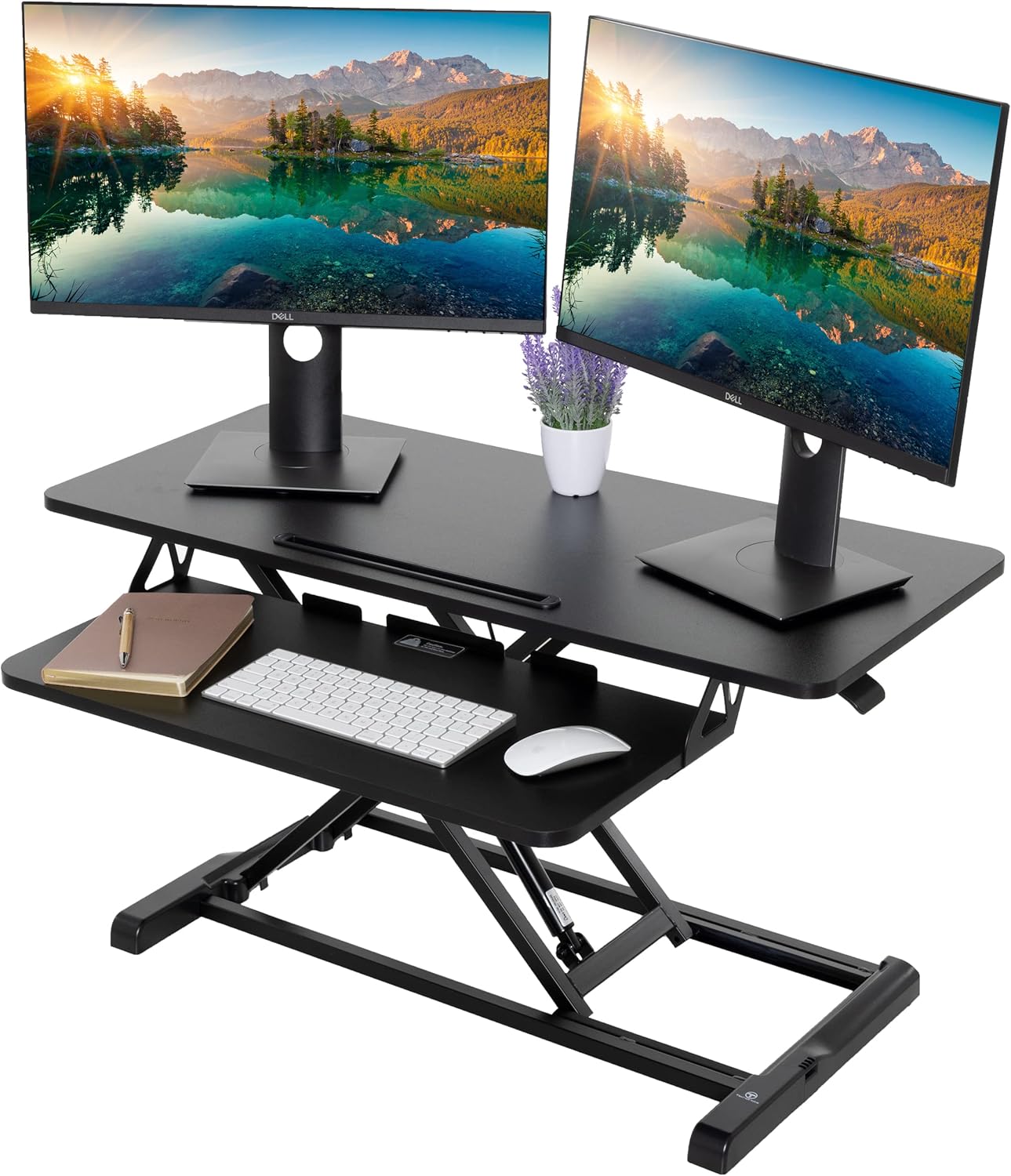 TechOrbits Standing Desk Converter - Particle Board, Adjustable Height Sit to Stand Up Desk Riser for Home Office - Computer