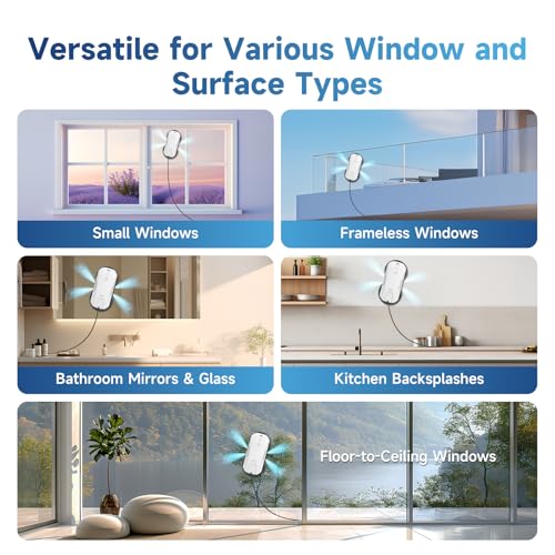 Fmart T11 Window Cleaning Robot, 5300PA Suction, Automatic 4-Way Spraying System, Triple Safety Protection, Smart Navigation, Remote Control
