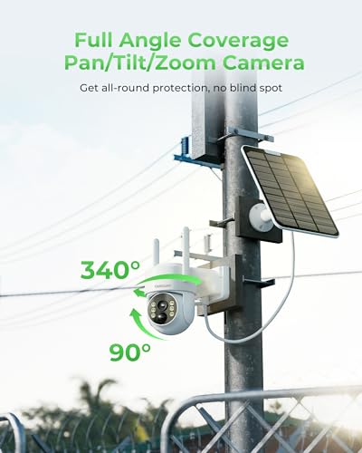 CAMCAMP Solar Security Cameras Wireless Outdoor with 10" Monitor, 10CH NVR 2K Solar Home Security Camera System with 360° Color Night Vision