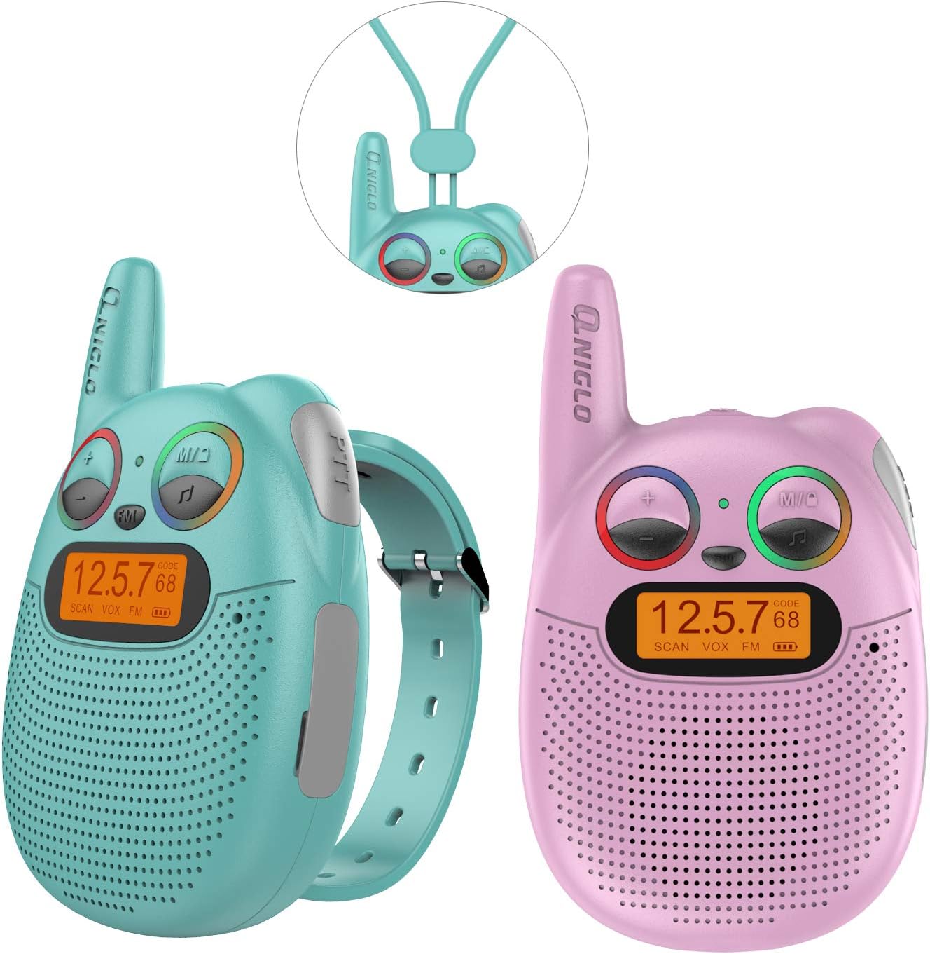 QNIGLO Rechargeable Kids Walkie Talkies, 22 Channel FRS Long Range Walkie Talkies for Kids Toys Gift, Adults Outdoor Camping, Hiking, Cruising