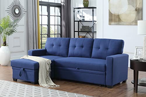 Devion Furniture Regis 4-in-1 Convertible L Shaped Couch with Pull Out Bed and Storage, Sectional Sleeper Sofa with Reversible Chaise for Living Room