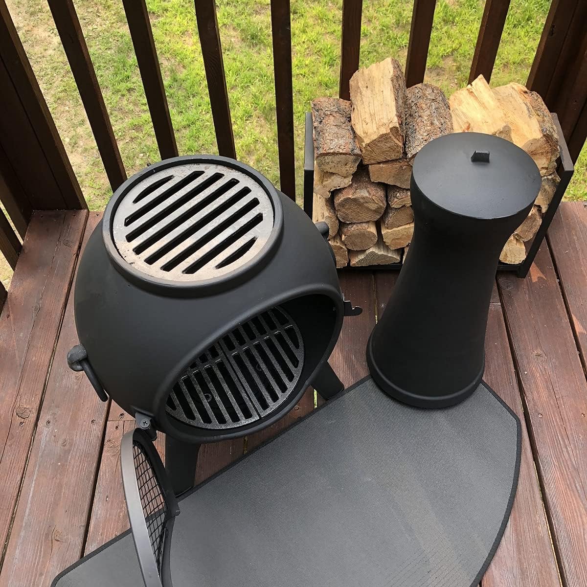 The Blue Rooster Co. Prairie FIRE Outdoor Wood Burning 44" Chiminea Fireplace, Rust Free Cast Aluminum Deck or Patio Firepit