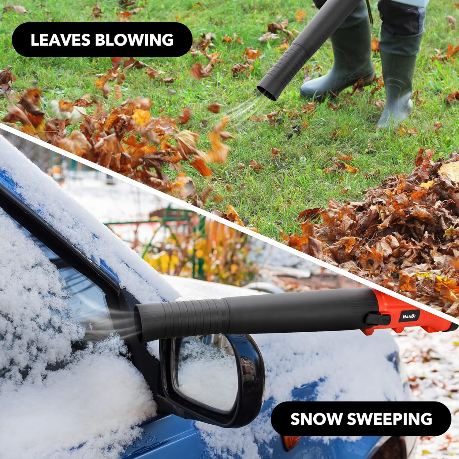 Cordless Leaf Blower 400CFM 6-Speed 150 MPH with Two 4.0Ah Battery & Charger Electric Handheld Leaf Blower for Lawn Care Sweeping Snow and Surface