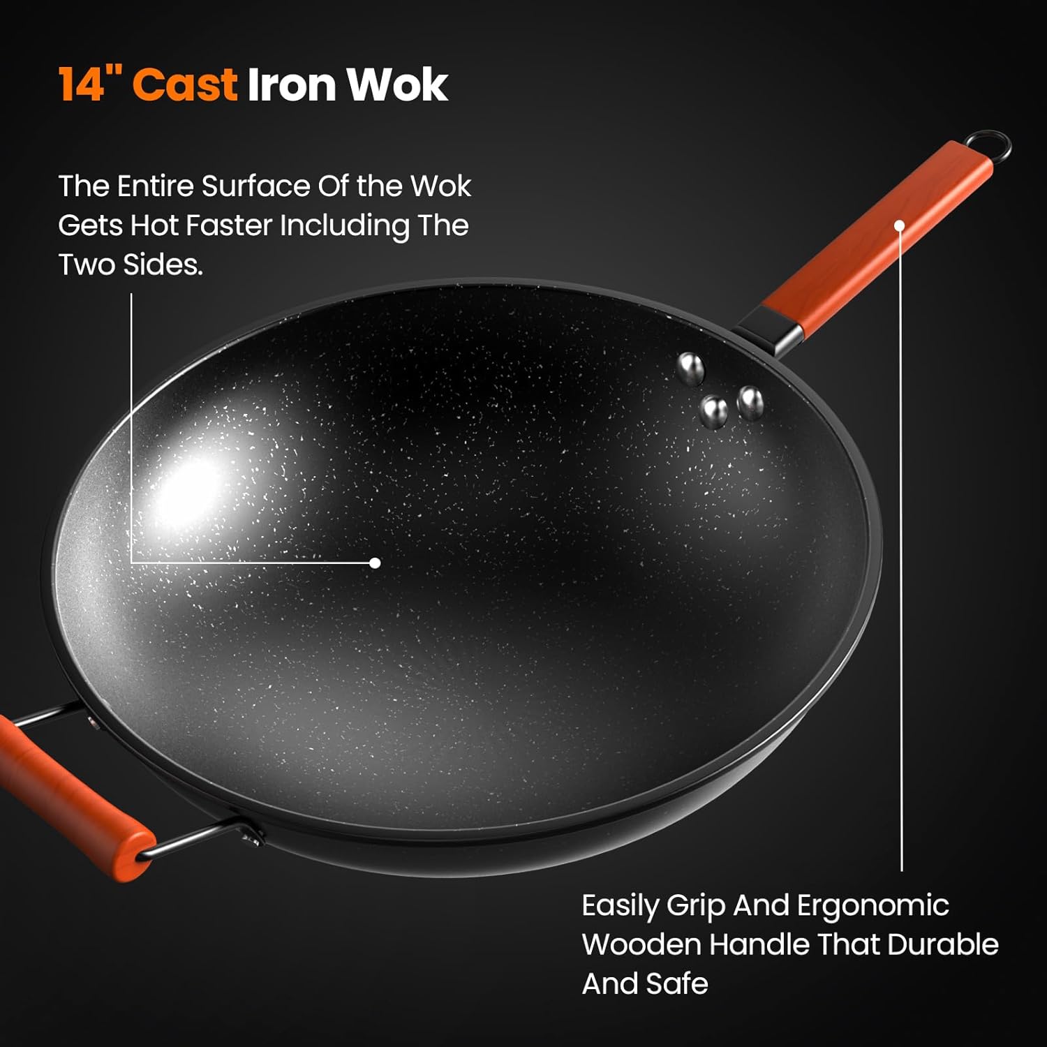1800W Induction Wok,Stainless Steel Electric Wok Used For Home And Commercial,Temp From 140°F to 460°F
