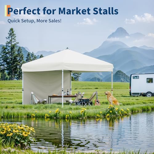 10x20 Pop Up Canopy - Easy Up Camping Tent with One Roller Bag, 3 Adjustable Height, 4 Weight Bags for Deck, Garden, Sports, Beach, Party - White