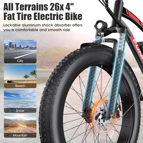 Electric Bike for Adults, Peak 1000W Ebike, 25MPH 60Miles Electric Mountain Bike, 26" Fat Tire Adult Electric Bicycle with 48V 13AH Battery